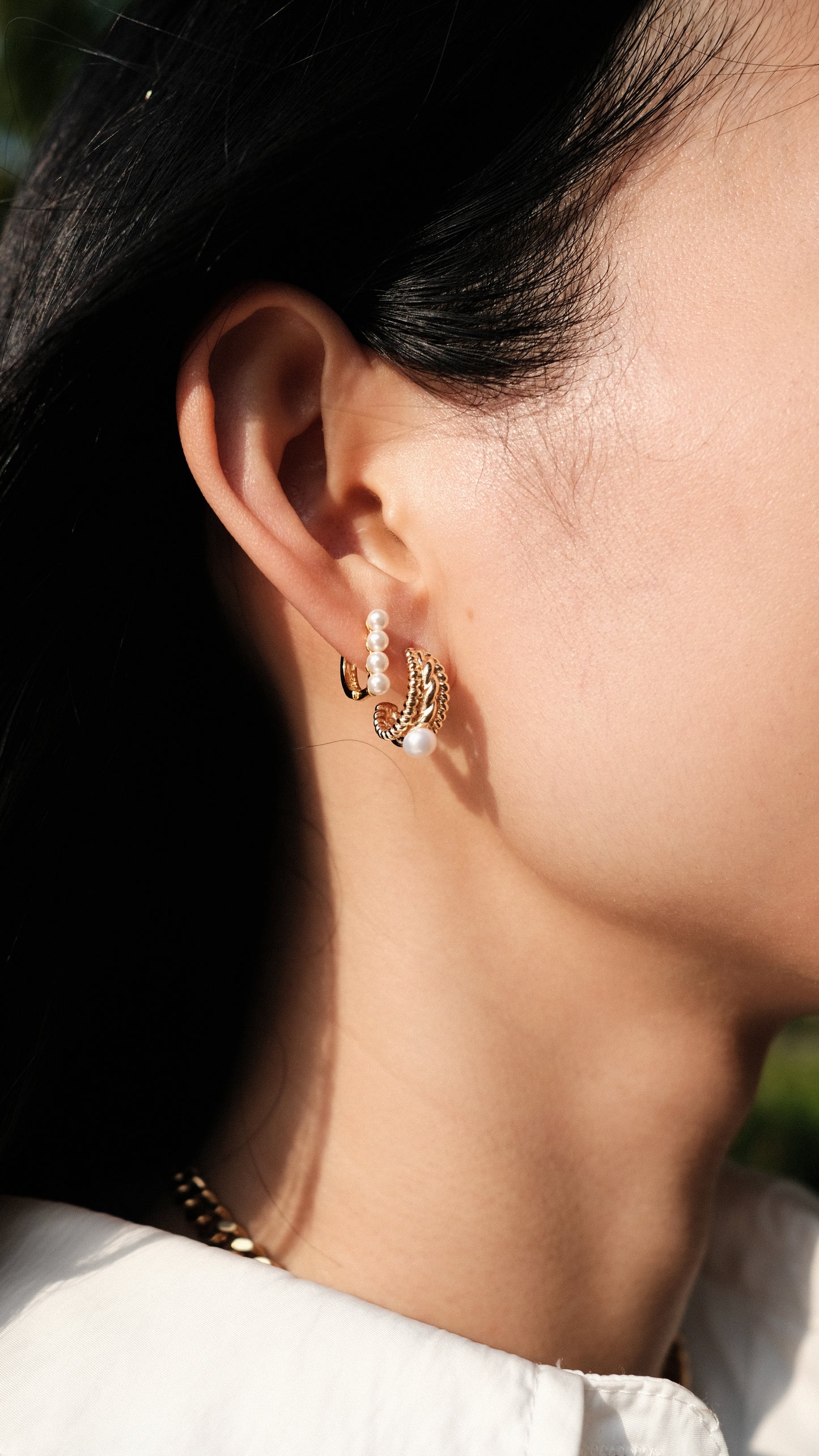 Baroque Pearl Hoops
