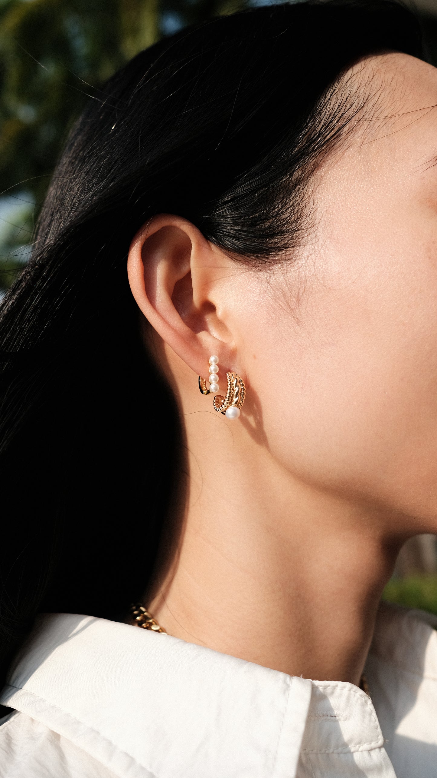 Baroque Pearl Hoops